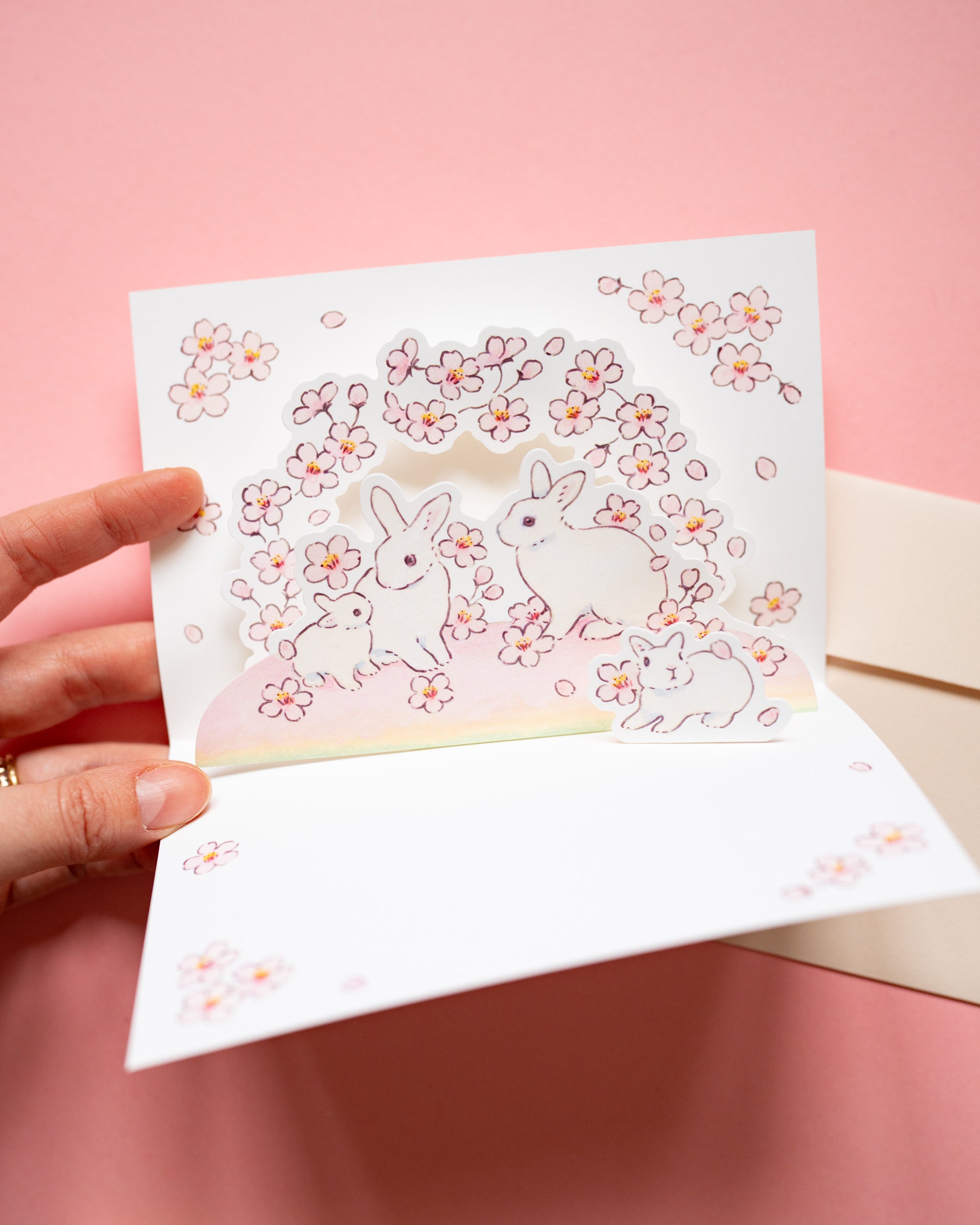 Carte Pop-Up Lapins et Sakura