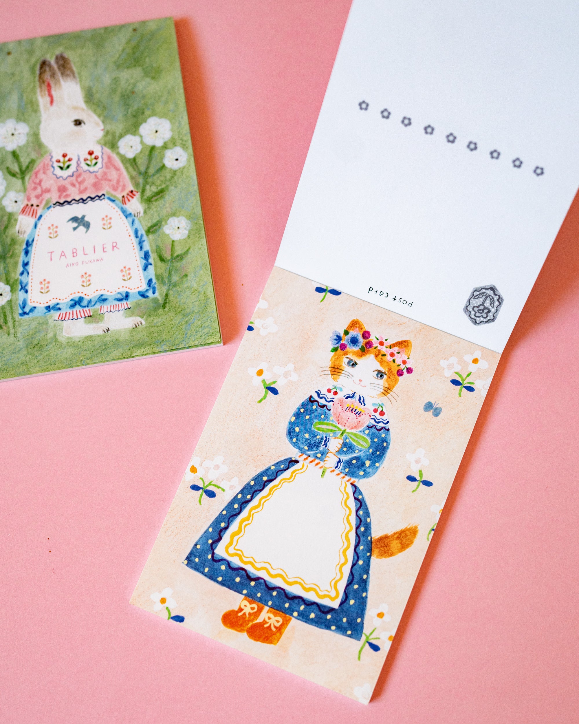 Bloc de 10 Cartes Postales Lapins et Chats en Tablier Aiko Fukawa